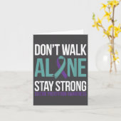 Suicide Prevention Teal Purple Ribbon Suprt  カード (黄色い花)