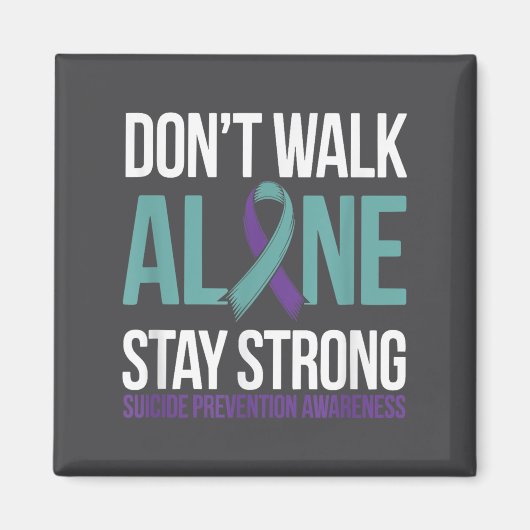 Suicide Prevention Teal Purple Ribbon Suprt  マグネット (正面)