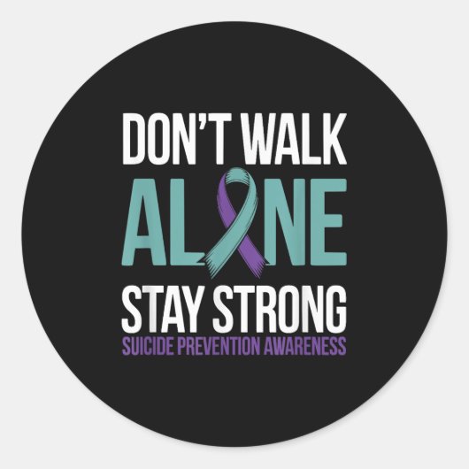 Suicide Prevention Teal Purple Ribbon Suprt  ラウンドシール (正面)
