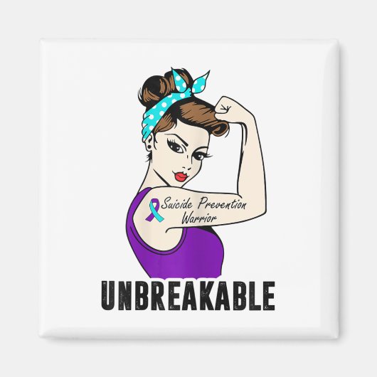 Suicide Prevention Warrior Unbreakable Perfect Str マグネット (正面)
