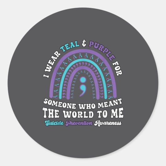 Suicide Prevention Wear Teal Purple Mental Health  ラウンドシール (正面)