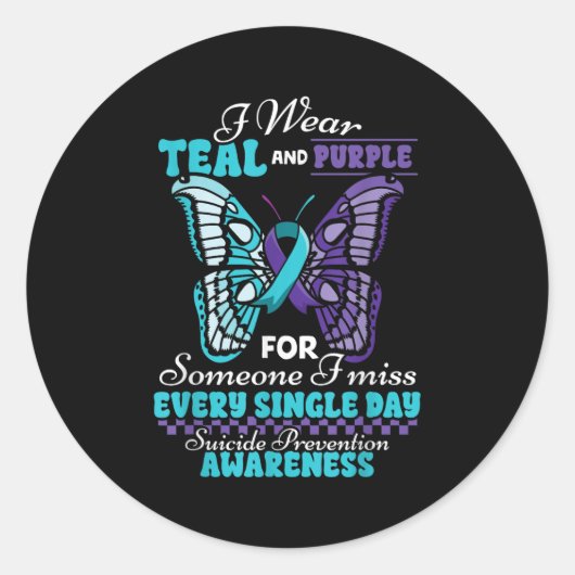 Suicide Prevention Wear Teal Purple Someone I Miss ラウンドシール (正面)