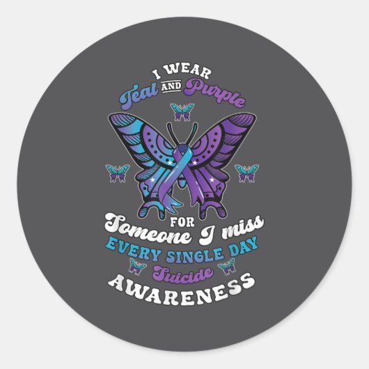 Suicide Prevention Wear Teal Purple Someone I Miss ラウンドシール (正面)