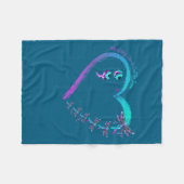 Suicide Prevention Week Dragonfly Heart Ribbon Sem フリースブランケット (正面(横))