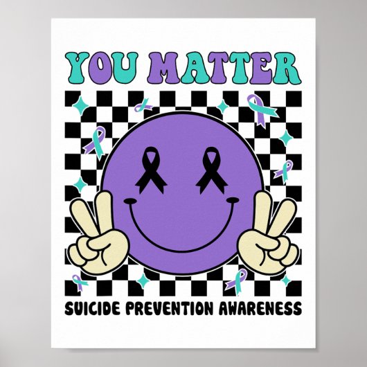 Suicide Prevention You Problem Teal Purple Suicide ポスター (正面)