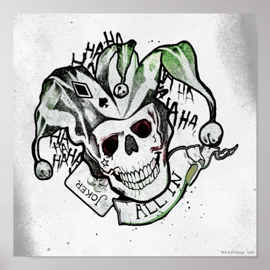 Suicide Squad | Joker Skull "All In" Tattoo Art ポスター (正面)