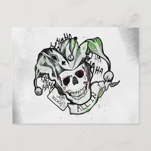 Suicide Squad | Joker Skull "All In" Tattoo Art ポストカード (正面)
