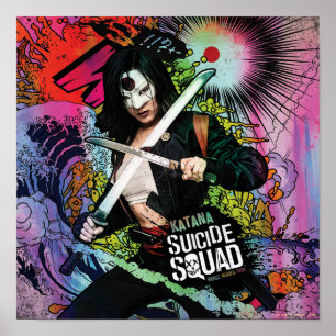 Suicide Squad Katana Character Graffiti ポスター