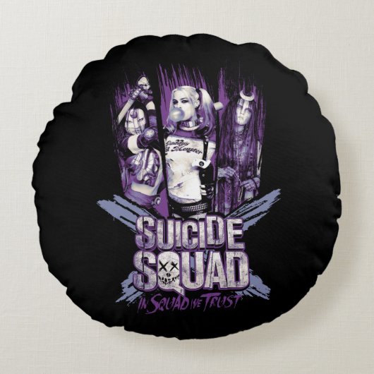 Suicide Squad | Squad Girls "In Squad We Trust" ラウンドクッション (正面)