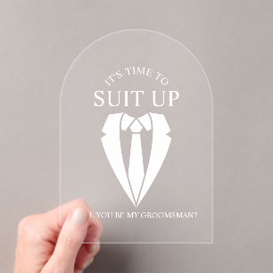 「SUIT UP」のスーツとタイ結婚・グロムスマン提案 アクリル招待状
