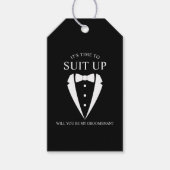 "SUIT UP"ブラックTuxedoスーツのグロスマン提案 ギフトタグ (正面)