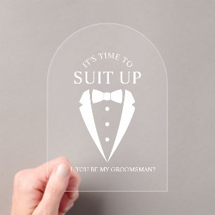 「SUIT UP」結婚のTuxedo Suit Groomsman提案 アクリル招待状