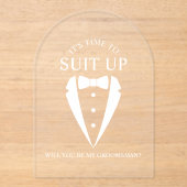「SUIT UP」結婚のTuxedo Suit Groomsman提案 アクリル招待状 (正面)