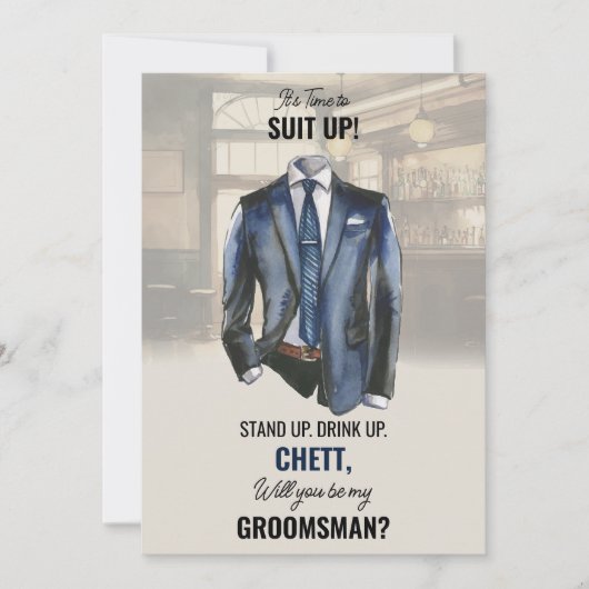 Suit Up Groomsman Proposal Request Card 招待状 (正面)