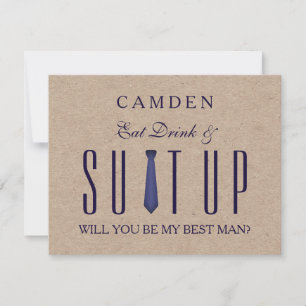 Suitup Will be my Bestmanグリッター招待状 招待状