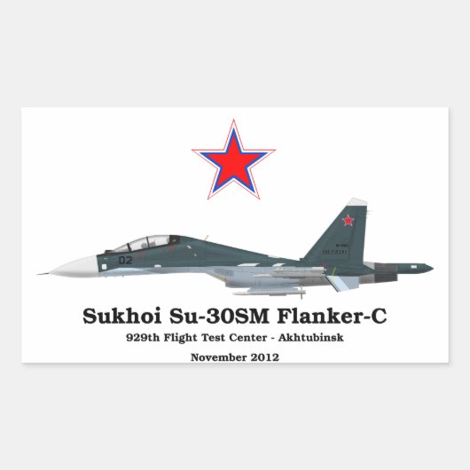 Sukhoi Profile Su-30SM Flanker-C 長方形シール (正面)