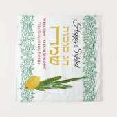 Sukkahへようこそファミリ名を追加 タペストリー (正面(横))