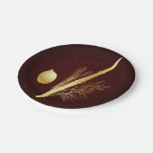 Sukkotの幸せなフェスティバルのユダヤ人の休日のヴィンテージ ペーパープレート (アングル)