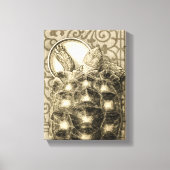 Sulcata Tortoise Art Nouveau Ink Sepia drawing キャンバスプリント (正面)