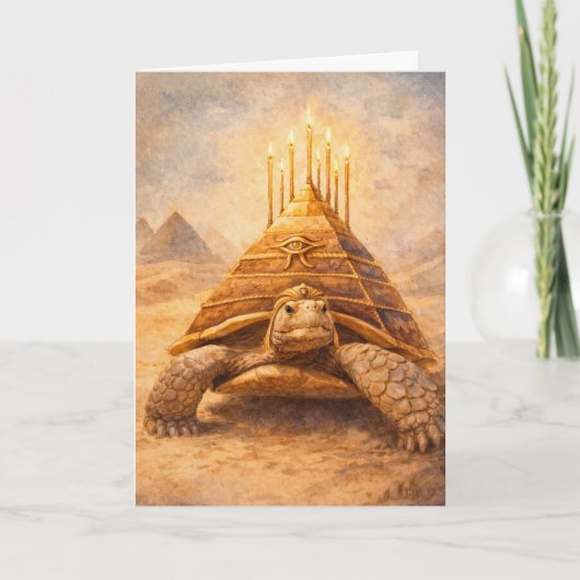 Sulcata Tortoise Egyptian pyramid birthday cake カード (正面)