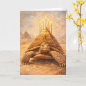 Sulcata Tortoise Egyptian pyramid birthday cake カード (黄色い花)