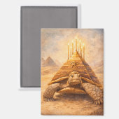 Sulcata Tortoise Egyptian pyramid birthday cake マグネット (正面/裏面)