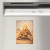 Sulcata Tortoise Egyptian pyramid birthday cake マグネット (インサイチュ (食洗機))