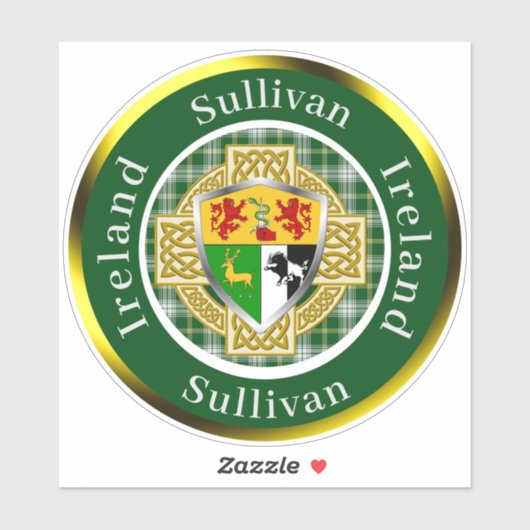 Sullivan Irish Shield/Celtic Cross Personalized シール (シート)