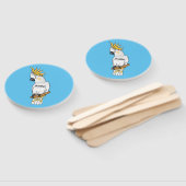 Sulphur-crested cockatoo bird cartoon illustration ハンドファン (組立なし)