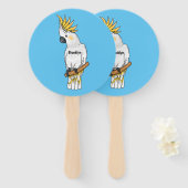 Sulphur-crested cockatoo bird cartoon illustration ハンドファン (正面&裏面)