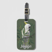 Sulphur-Crested Cockatoo in Tree Illustration ラゲッジタグ (正面縦)