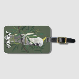 Sulphur-Crested Cockatoo in Tree Illustration ラゲッジタグ