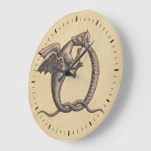 Sulphur & Mercury Alchemy Dragon Symbol ラージ壁時計 (傾斜)