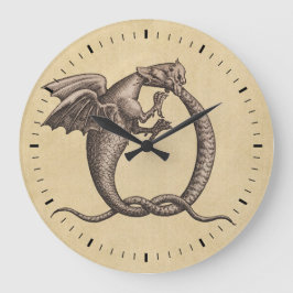 Sulphur & Mercury Alchemy Dragon Symbol ラージ壁時計