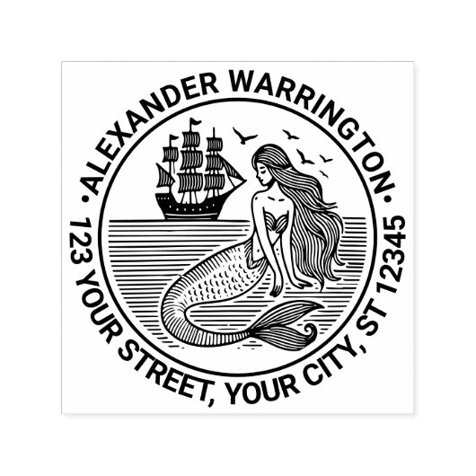 Sultry Mermaid Siren、船名差出人住所 セルフインキングスタンプ (デザイン)