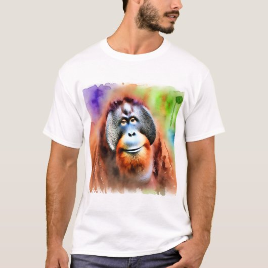 Sumatran Orangutan 070724AREF107 - Watercolor Tシャツ (正面)