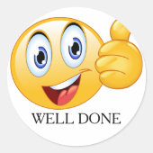 Sumbs Up絵文字よくやった幸せな顔カスタマイズ ラウンドシール (正面)