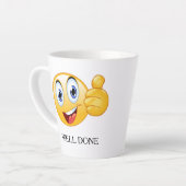 Sumbs Up絵文字よく笑顔の顔 カスタマイズ カフェラテマグ (左アングル)