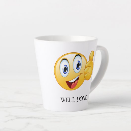 Sumbs Up絵文字よく笑顔の顔 カスタマイズ カフェラテマグ (右アングル)