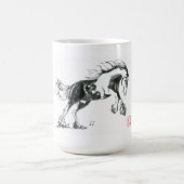Sumi-eの馬のマグ コーヒーマグカップ (中央)