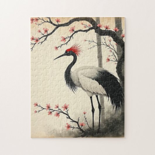 Sumi-E Red-Crowned Crane Puzzle ジグソーパズル (縦)
