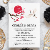  Sumi-e Style Japanese Cherry Blossom Wedding 招待状