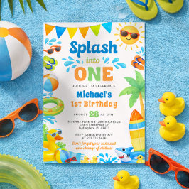 Summer 1st Birthday Invitation - Splash into One 招待状