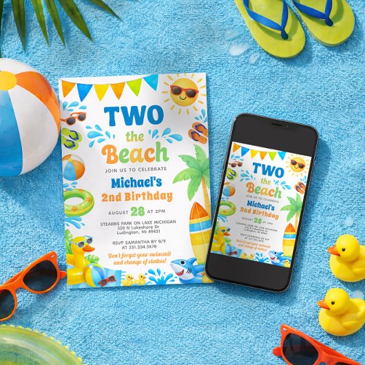 Summer 2nd Birthday Invitation - Two the Beach 招待状