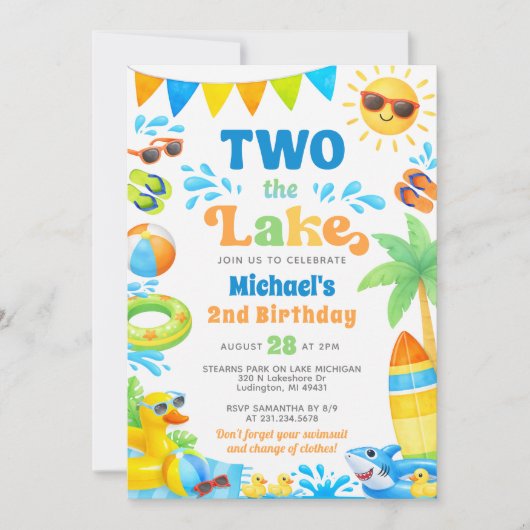 Summer 2nd Birthday Invitation - Two the Lake 招待状 (正面)