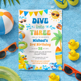 Summer 3rd Birthday Invitation - Dive into Three 招待状
