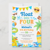 Summer 4th Birthday Invitation - Float into Four 招待状 (正面)