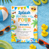Summer 4th Birthday Invitation - Splash into Four 招待状