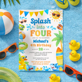 Summer 4th Birthday Invitation - Splash into Four 招待状