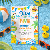 Summer 5th Birthday Invitation - Dive into Five 招待状